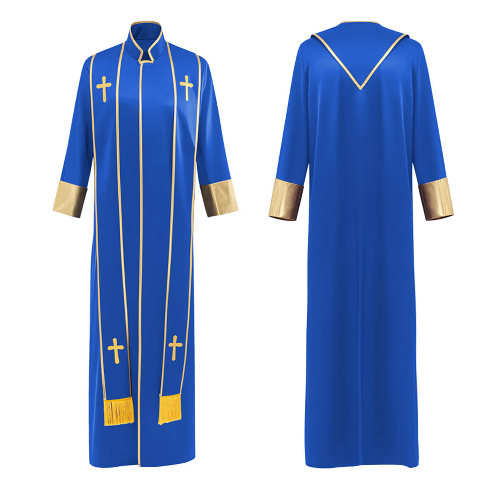 Christianartworkshop Traditional Pastor Robe With Vertical Cross Accents And Sleeve Trim Clergy Robe - image 14