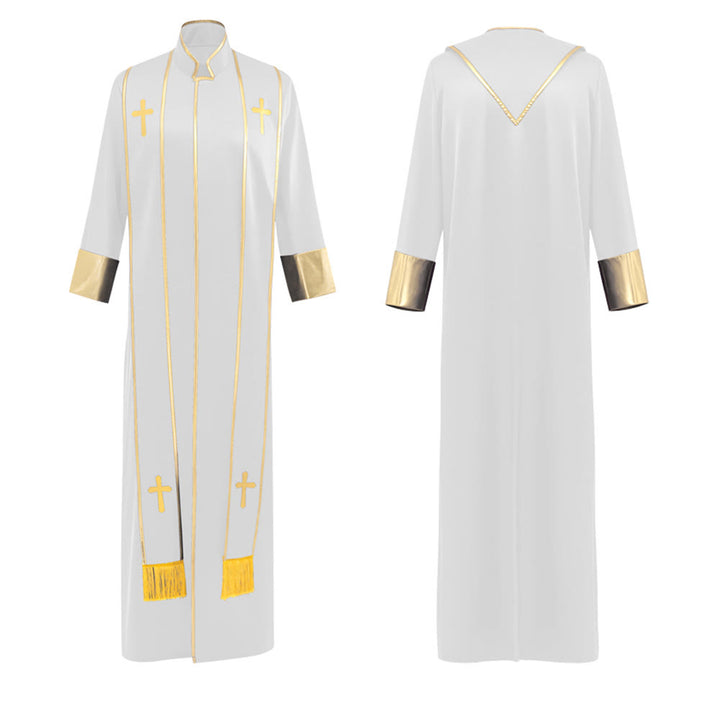 Christianartworkshop Traditional Pastor Robe With Vertical Cross Accents And Sleeve Trim Clergy Robe - image 17