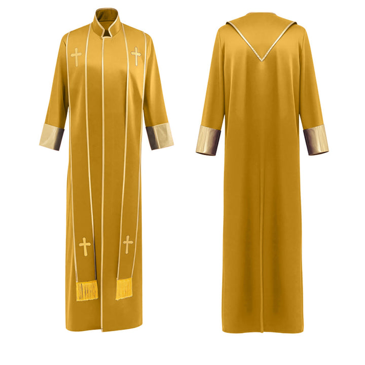 Christianartworkshop Traditional Pastor Robe With Vertical Cross Accents And Sleeve Trim Clergy Robe - image 30