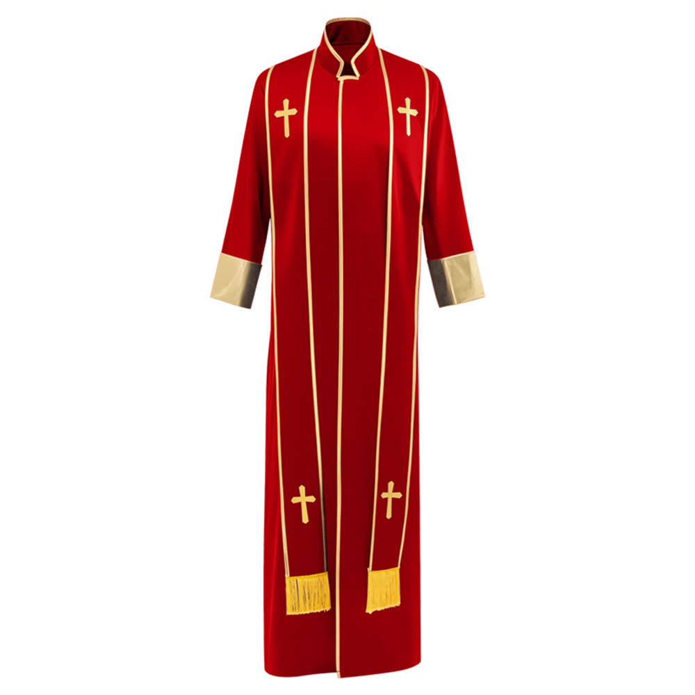 Christianartworkshop Traditional Pastor Robe With Vertical Cross Accents And Sleeve Trim Clergy Robe - image 1