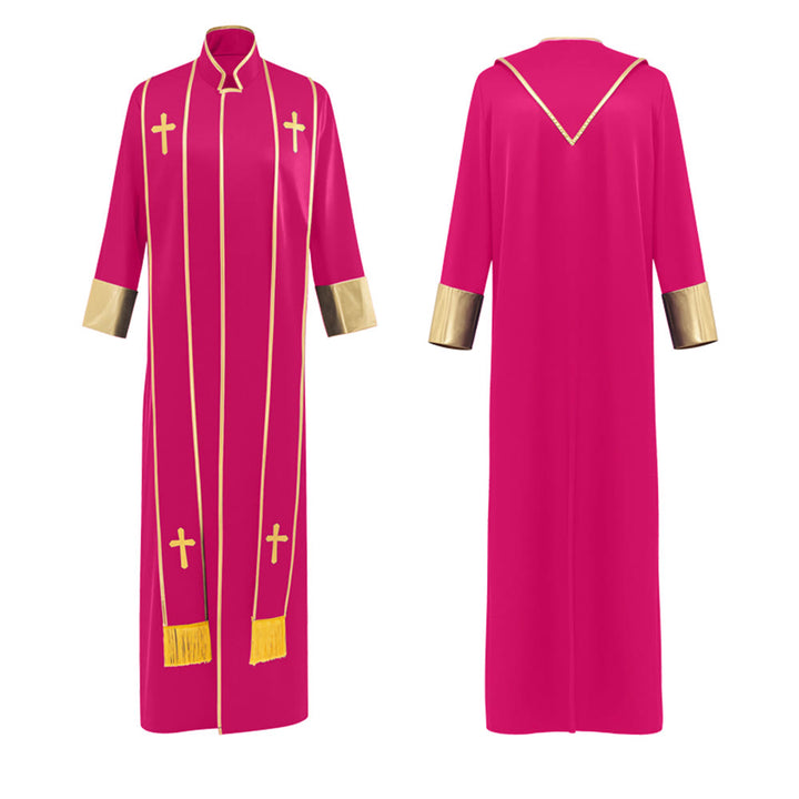 Christianartworkshop Traditional Pastor Robe With Vertical Cross Accents And Sleeve Trim Clergy Robe - image 11