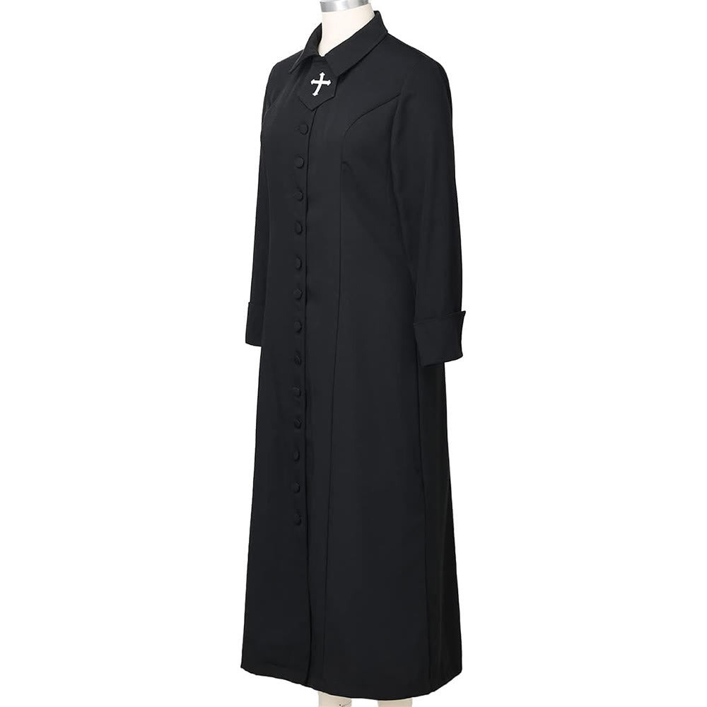 Christianartworkshop Women's Pastor Robe With Collar Cross Motif And Feminine Silhouette Women's Clergy Robe - image 5