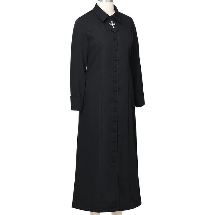 Christianartworkshop Women's Pastor Robe With Collar Cross Motif And Feminine Silhouette Women's Clergy Robe - image 6
