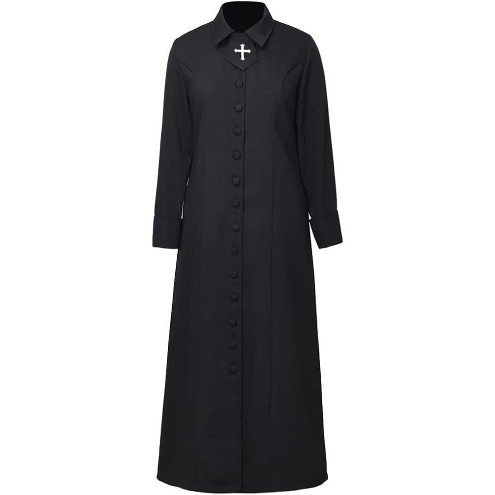 Christianartworkshop Women's Pastor Robe With Collar Cross Motif And Feminine Silhouette Women's Clergy Robe - image 4