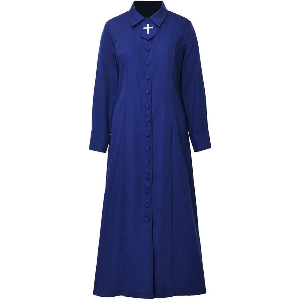 Christianartworkshop Women's Pastor Robe With Collar Cross Motif And Feminine Silhouette Women's Clergy Robe - image 10