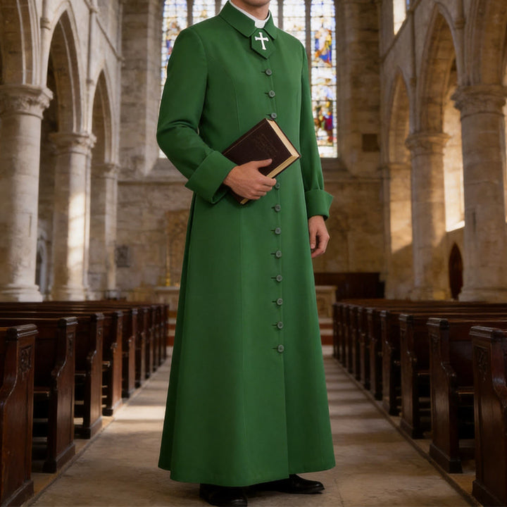 Christianartworkshop Women's Pastor Robe With Collar Cross Motif And Feminine Silhouette Women's Clergy Robe - Green - 3XL - image 12
