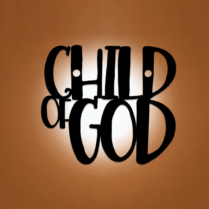 Christianartworkshop Child of God Cursive Script Metal Wall Decor: A Bold Statement of Divine Identity - image 0