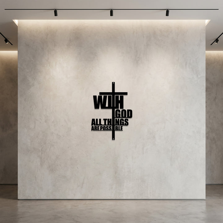 Christianartworkshop With God All Things Are Possible Cross-Integrated Metal Wall Decor: A Powerful Statement Of Faith - image 2