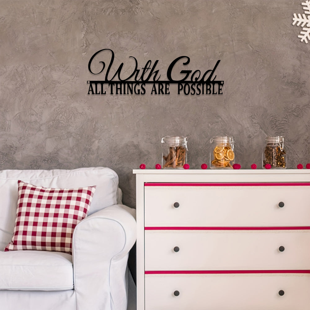 Christianartworkshop With God All Things Are Possible Dual-Font Metal Wall Decor: A Graceful Statement Of Faith - image 1