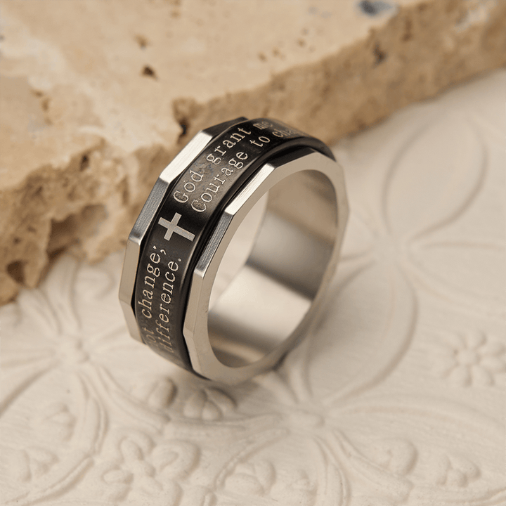 Christianartworkshop Serenity Prayer Spinner Ring with Cross Engraving: A Symbol of Divine Courage - image 2