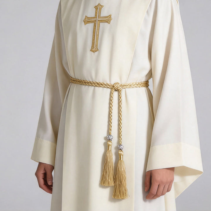 Christianartworkshop Braided Cincture with Accents & Tassels: A Sacred Liturgical Accessory - Gold - image 8