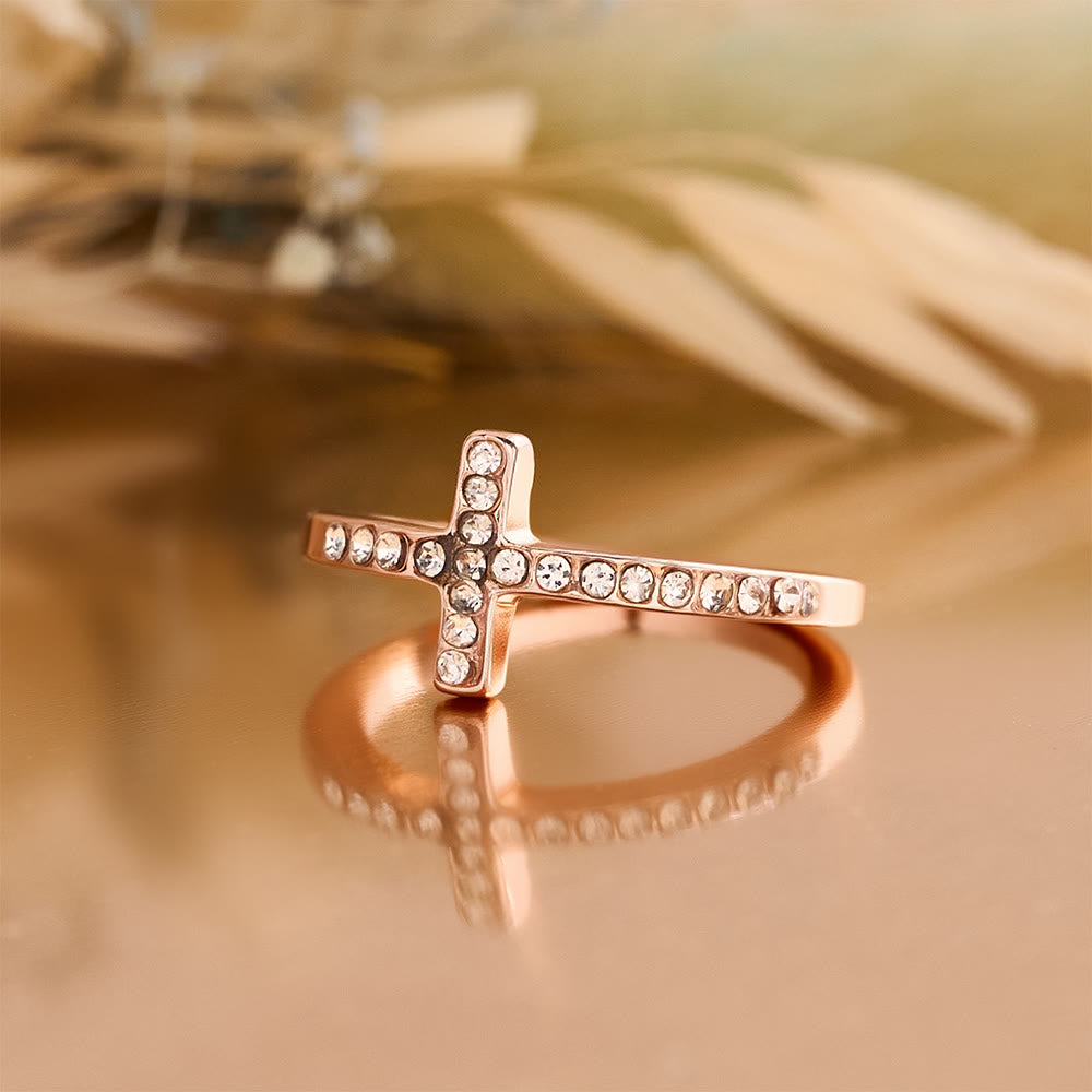 FREE Today: Delicate Sideways Cross Zircon Ring with All-Over Stone Setting: A Reminder of Understated Divine Grace - image 9
