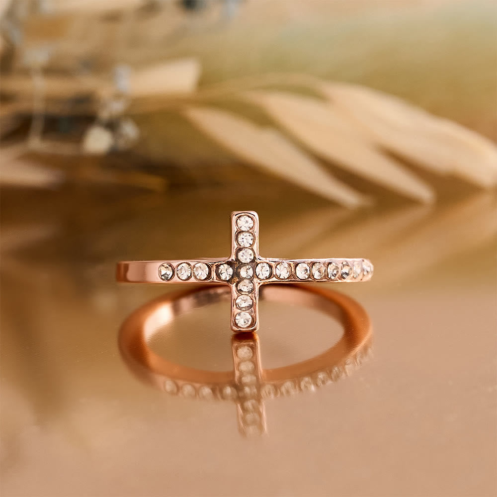 FREE Today: Delicate Sideways Cross Zircon Ring with All-Over Stone Setting: A Reminder of Understated Divine Grace - image 10