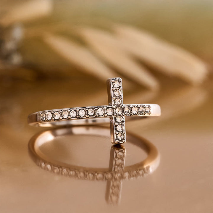 FREE Today: Delicate Sideways Cross Zircon Ring with All-Over Stone Setting: A Reminder of Understated Divine Grace - image 14