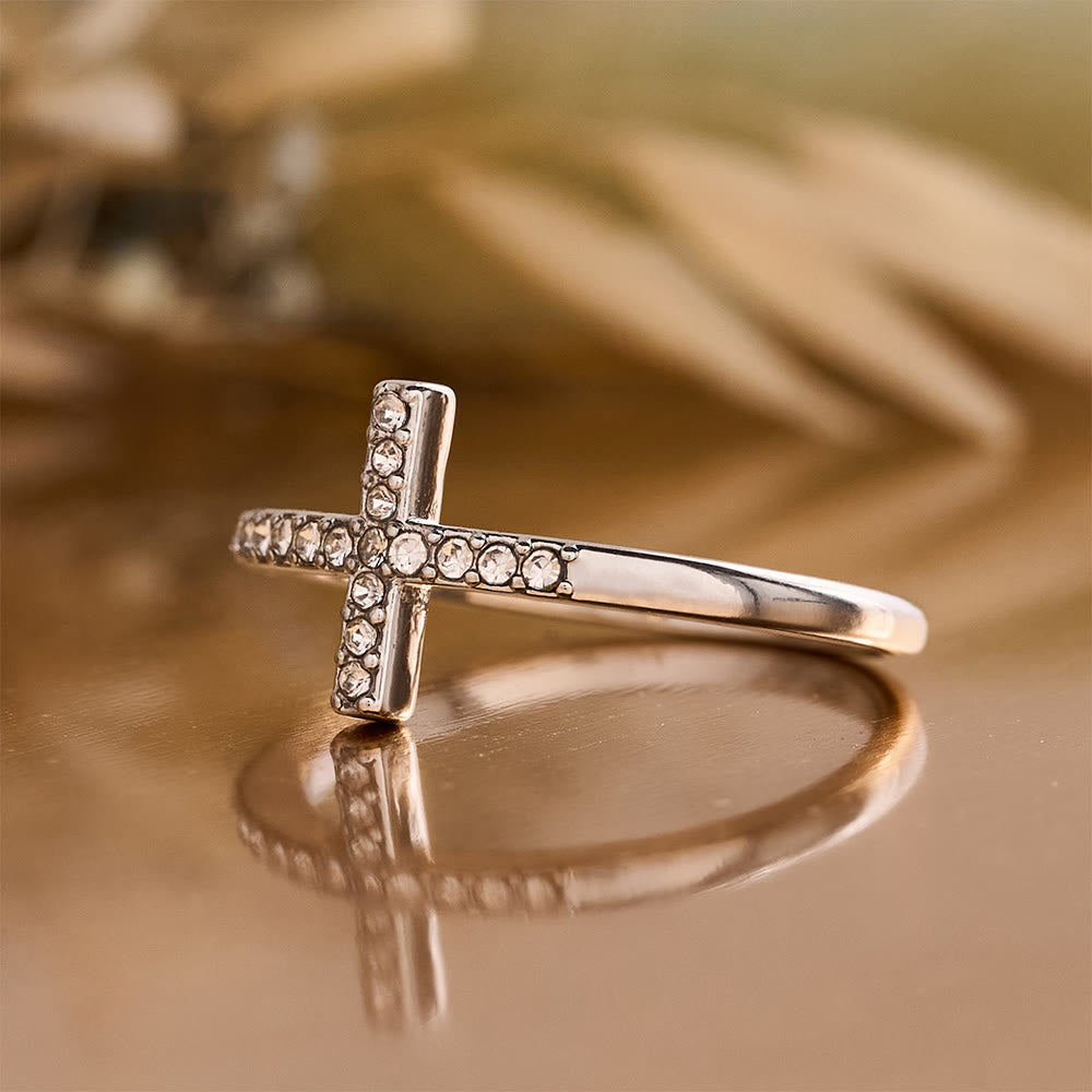 FREE Today: Delicate Sideways Cross Zircon Ring with All-Over Stone Setting: A Reminder of Understated Divine Grace - image 13