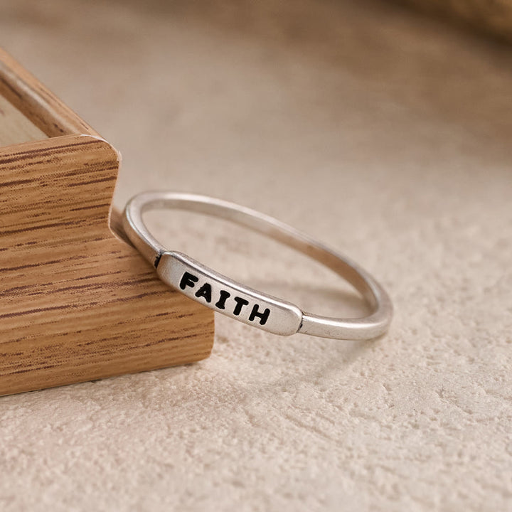 FREE Today: Refined Stackable Ring Set with Engraved BLESSED/FAITH/HOPE Text: An Emblem of Quiet Devotion - image 2