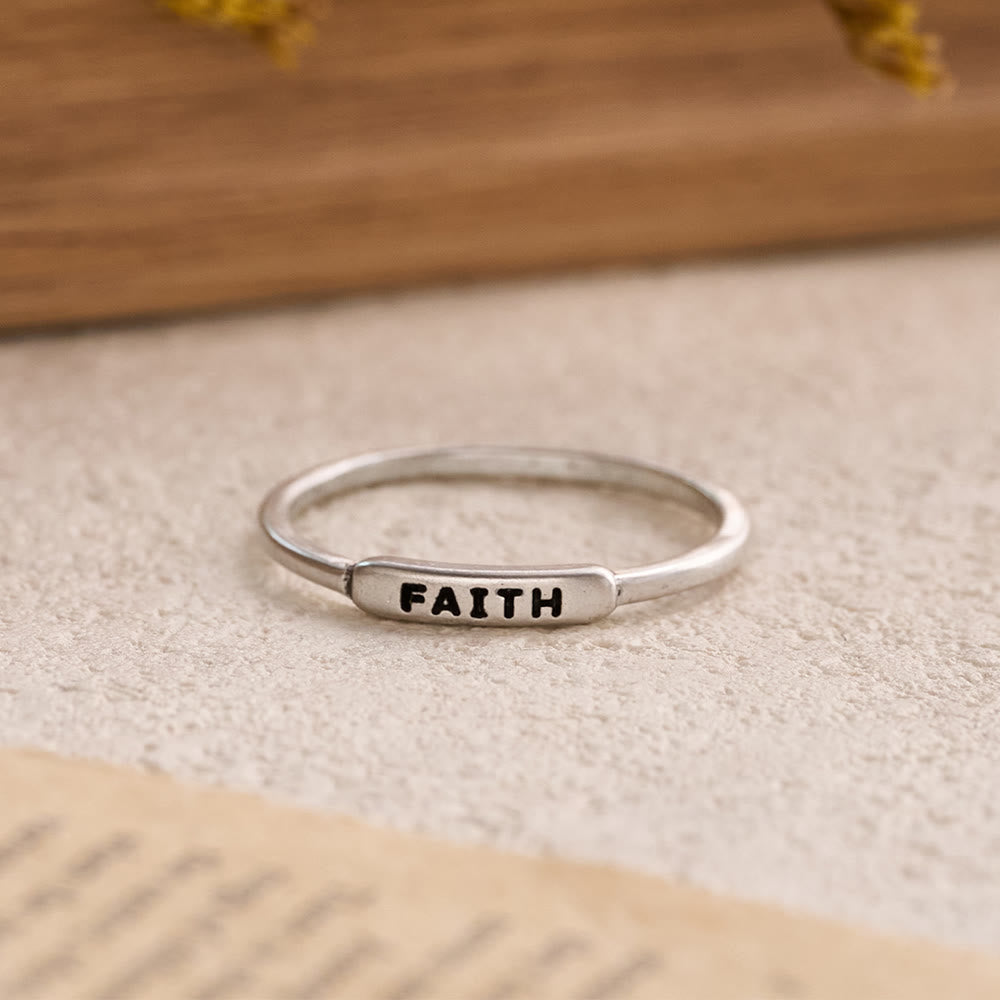 FREE Today: Refined Stackable Ring Set with Engraved BLESSED/FAITH/HOPE Text: An Emblem of Quiet Devotion - image 1