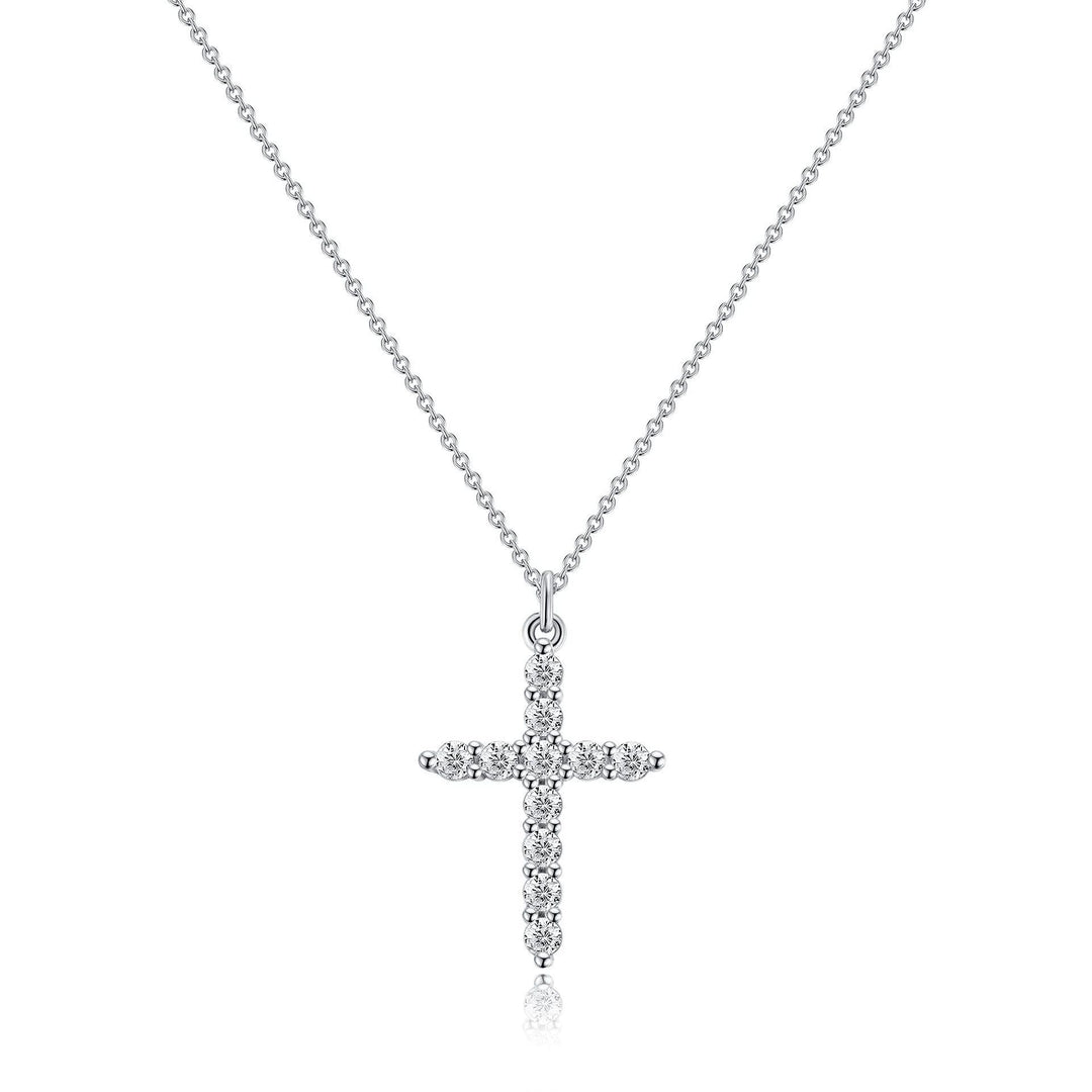 FREE Today: Minimalist Zircon Cross Necklace in Gold and Silver Tones: A Reminder of Subtle Divine Grace - Silver - image 2