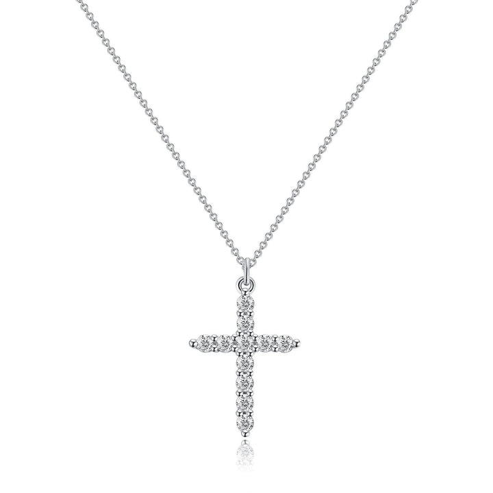 Christianartworkshop Minimalist Zircon Cross Necklace in Gold and Silver Tones: A Reminder of Subtle Divine Grace - Silver - image 4