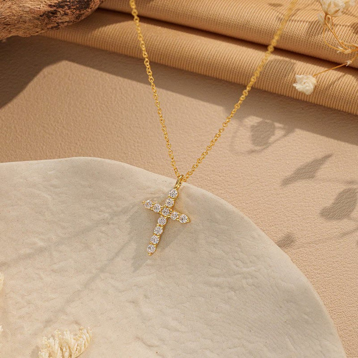 Christianartworkshop Minimalist Zircon Cross Necklace in Gold and Silver Tones: A Reminder of Subtle Divine Grace - image 3