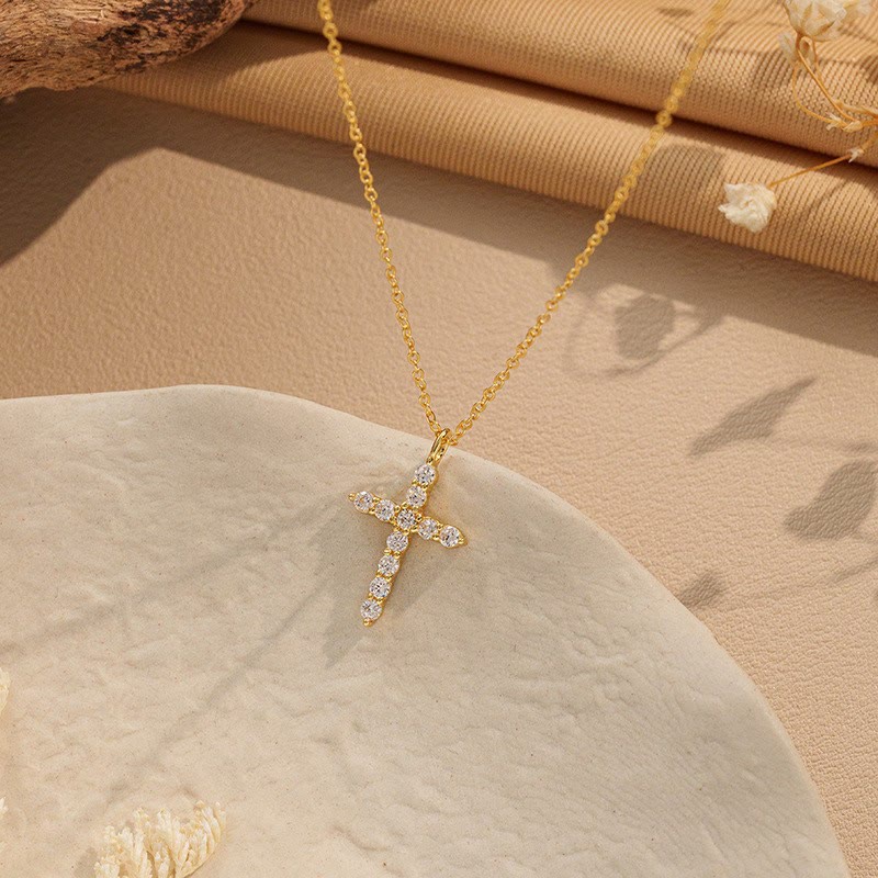 FREE Today: Minimalist Zircon Cross Necklace in Gold and Silver Tones: A Reminder of Subtle Divine Grace - image 4