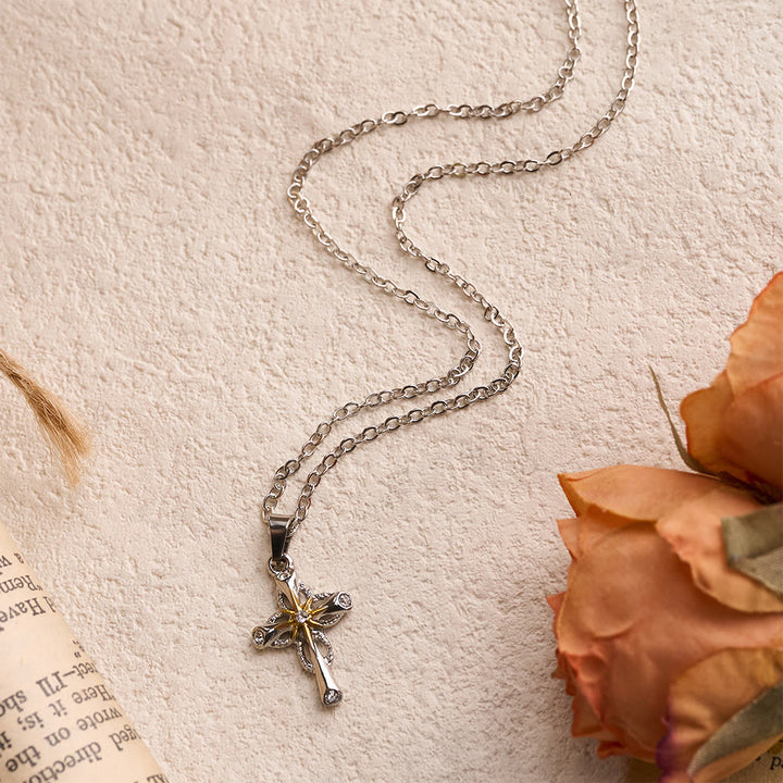 Christianartworkshop Dainty Cross Necklace with Starburst Center and Thin Chain: A Daily Symbol of Hope and Direction - image 4