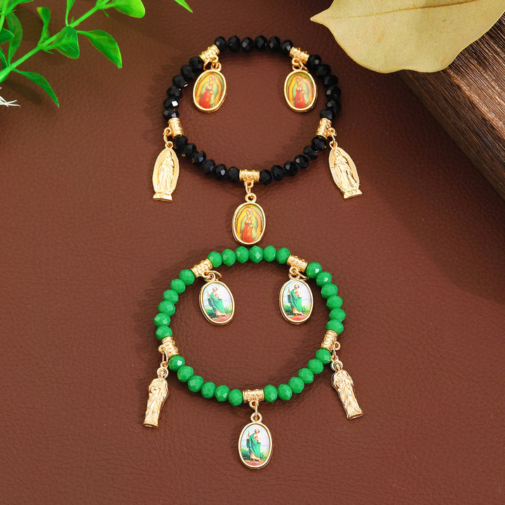Christianartworkshop Intricate Beaded Bracelet with Our Lady of Guadalupe & Saint Jude Charms: A Reminder of Sacred Love - image 3