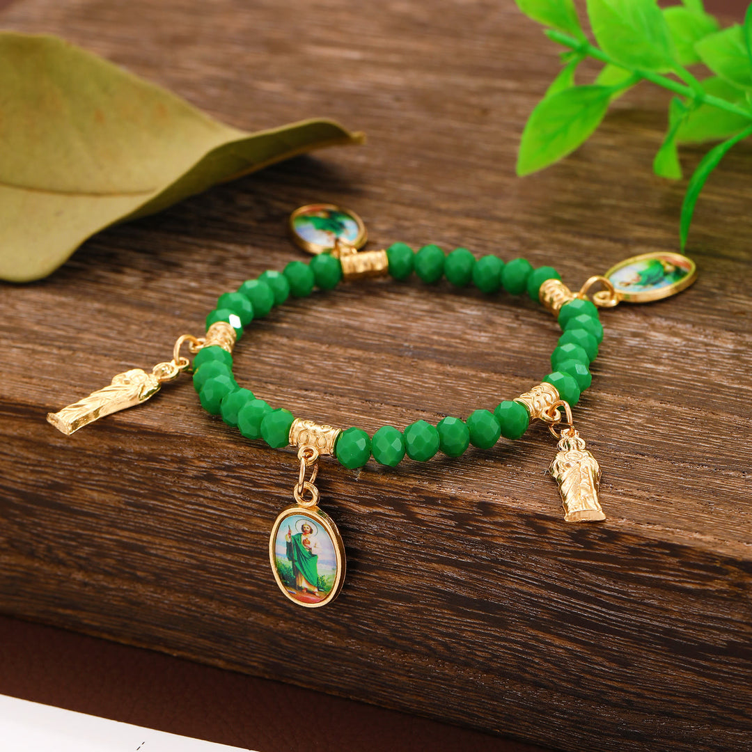 Christianartworkshop Intricate Beaded Bracelet with Our Lady of Guadalupe & Saint Jude Charms: A Reminder of Sacred Love - image 11