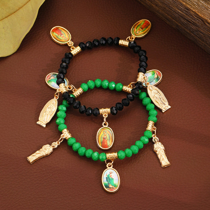 Christianartworkshop Intricate Beaded Bracelet with Our Lady of Guadalupe & Saint Jude Charms: A Reminder of Sacred Love - image 4