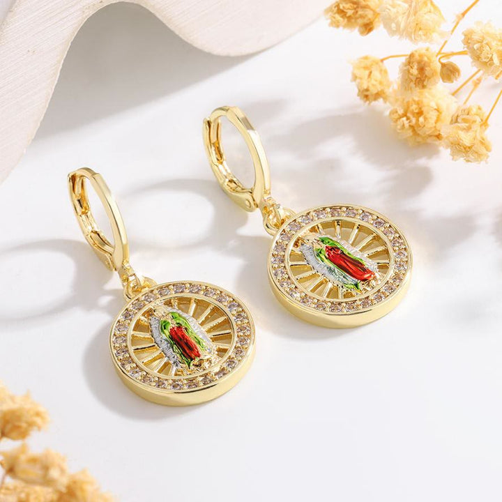 Christianartworkshop Variety-Style Saint Jude & Virgin Mary Earrings with Zircon Halo Collection: A Reminder of Heavenly Grace - Our Lady I - image 9