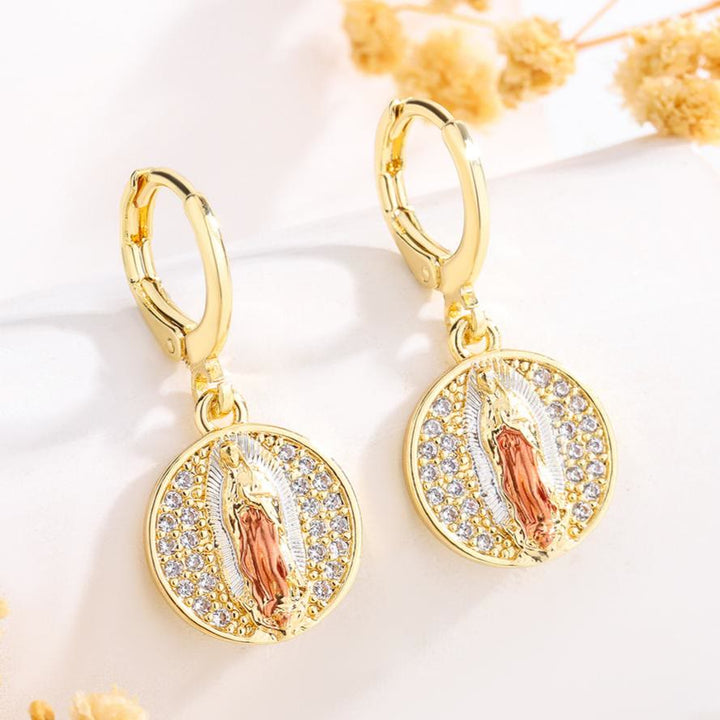 Christianartworkshop Variety-Style Saint Jude & Virgin Mary Earrings with Zircon Halo Collection: A Reminder of Heavenly Grace - Our Lady K - image 11