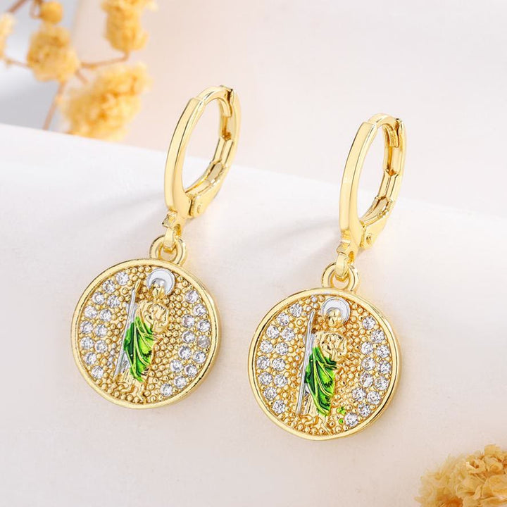 Christianartworkshop Variety-Style Saint Jude & Virgin Mary Earrings with Zircon Halo Collection: A Reminder of Heavenly Grace - St. Jude C - image 14