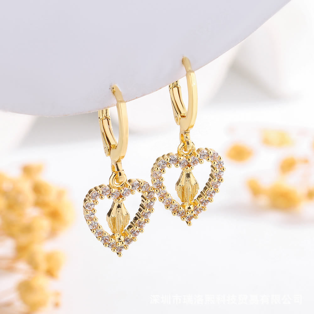 Christianartworkshop Variety-Style Saint Jude & Virgin Mary Earrings with Zircon Halo Collection: A Reminder of Heavenly Grace - Our Lady D - image 4