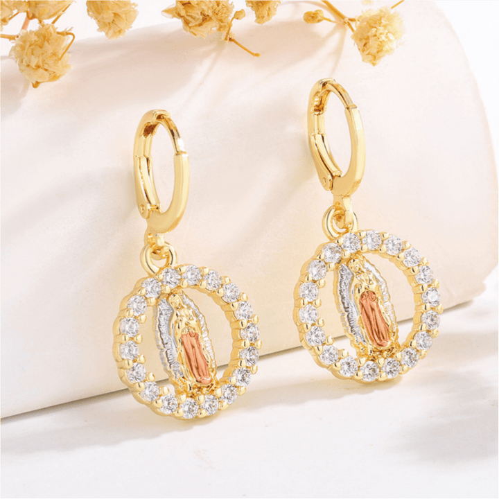 Christianartworkshop Variety-Style Saint Jude & Virgin Mary Earrings with Zircon Halo Collection: A Reminder of Heavenly Grace - Our Lady J - image 10