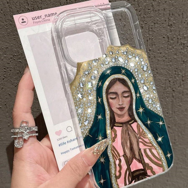 Christianartworkshop Artistic Guadalupe Virgin Phone Case with Crystal Halo: A Reminder of Heavenly Grace - image 3