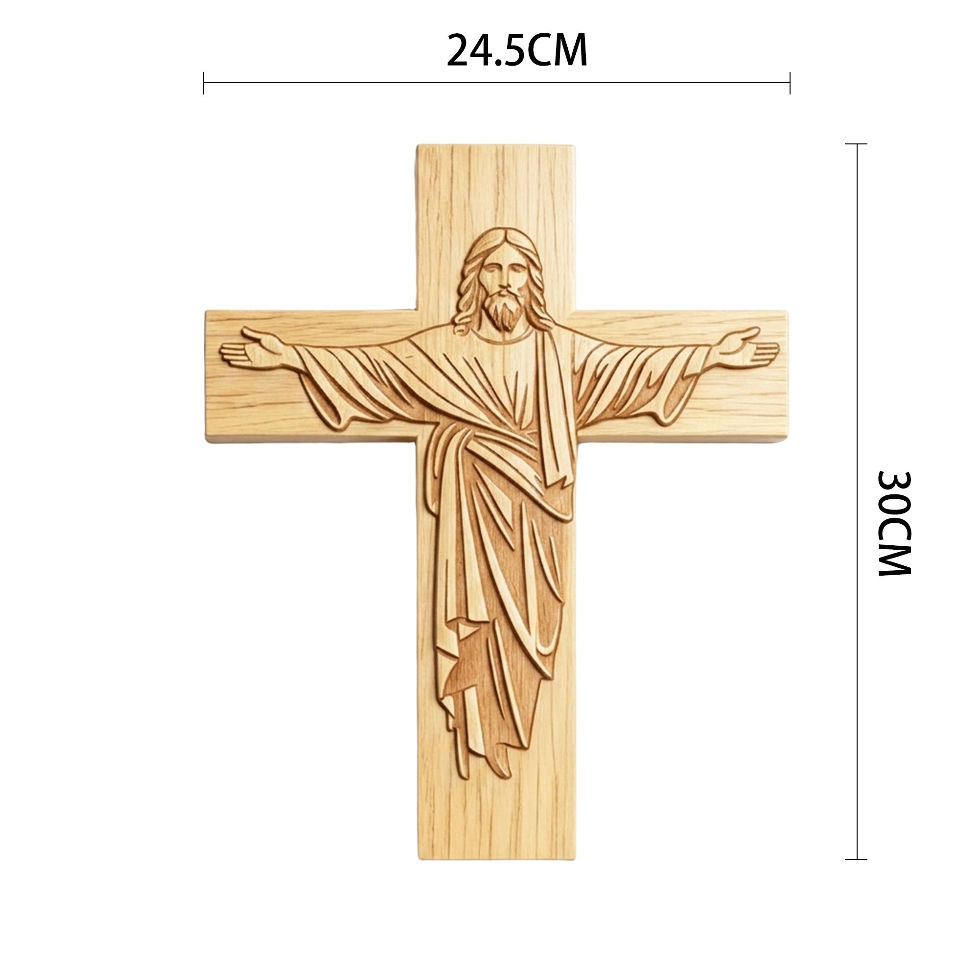 ChristianArtWorkshop Minimalist Jesus Cross Wood Plaque – Open