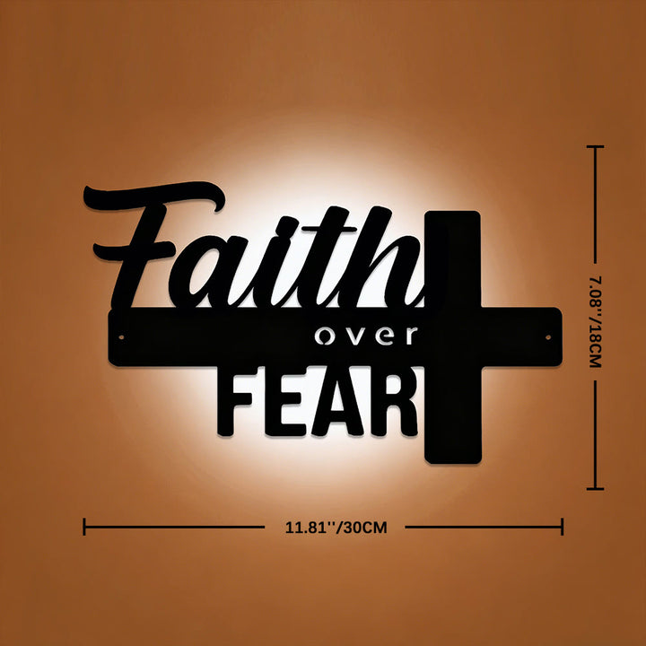 Christianartworkshop Cross-Design Faith Over Fear Metal Wall Decor: A Powerful Statement of Belief - 11.81''*7.09''*0.04"/30*18*0.1cm - image 5
