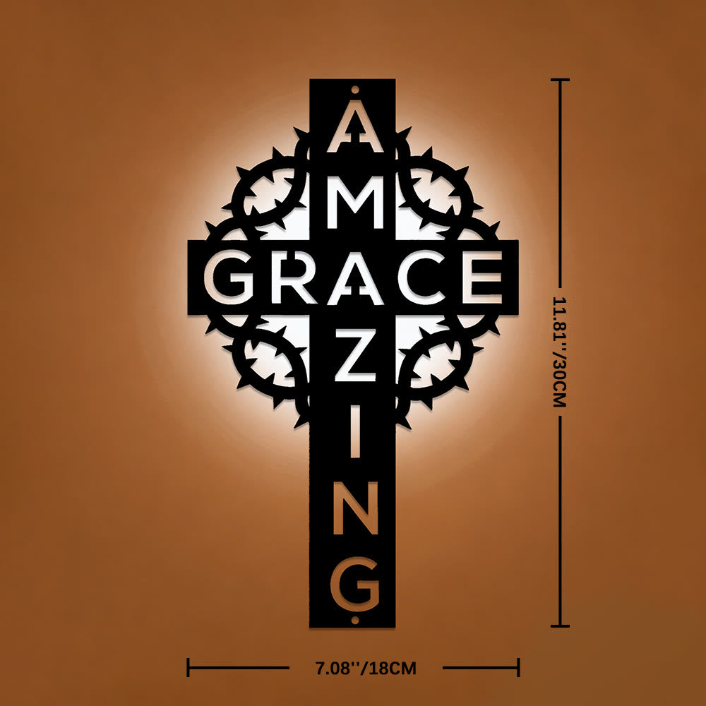 Christianartworkshop Amazing Grace Crown of Thorns Cross Metal Wall Decor: A Testament of Redemptive Love - 11.81''*7.09''*0.04"/30*18*0.1cm - image 5