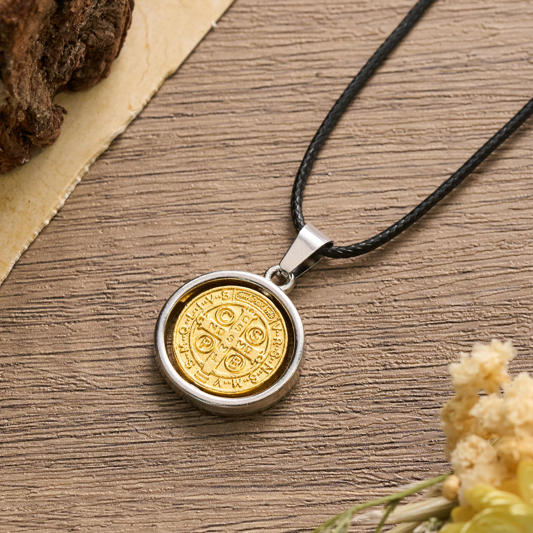 Christianartworkshop Rotatable St. Benedict Medal Two-Tone Pendant Necklace: A Symbol of Divine Protection - image 4