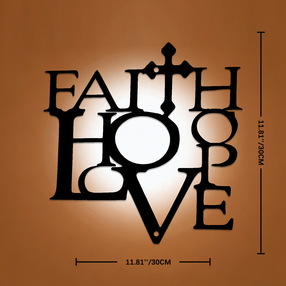 Christianartworkshop Faith Love Cross Integrated Metal Wall Decor: A Declaration of Core Christian Values - 11.81''*11.81''*0.04"/30*30*0.1cm - image 5