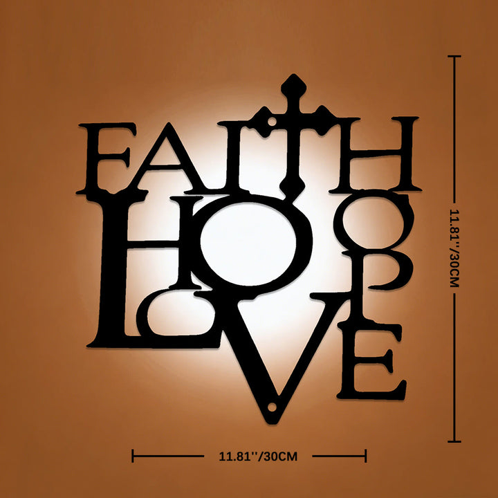 Christianartworkshop Faith Love Cross Integrated Metal Wall Decor: A Declaration of Core Christian Values - 11.81''*11.81''*0.04"/30*30*0.1cm - image 5