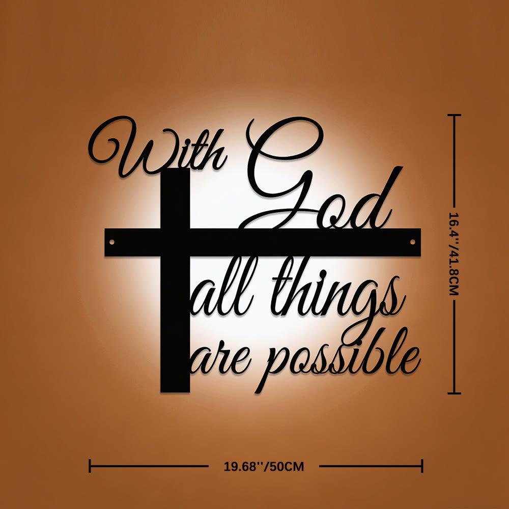 Christianartworkshop With God All Things Are Possible Cross-Integrated Cursive Metal Wall Decor: A Graceful Statement Of Faith - 16.46''*19.69''*0.05"/41.8*50*0.12cm - image 7
