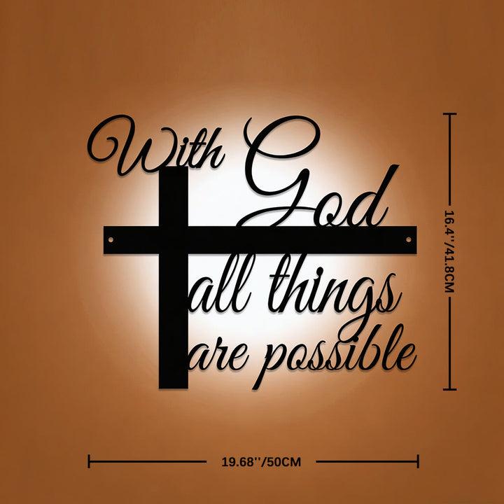 Christianartworkshop With God All Things Are Possible Cross-Integrated Cursive Metal Wall Decor: A Graceful Statement Of Faith - 16.46''*19.69''*0.05"/41.8*50*0.12cm - image 7