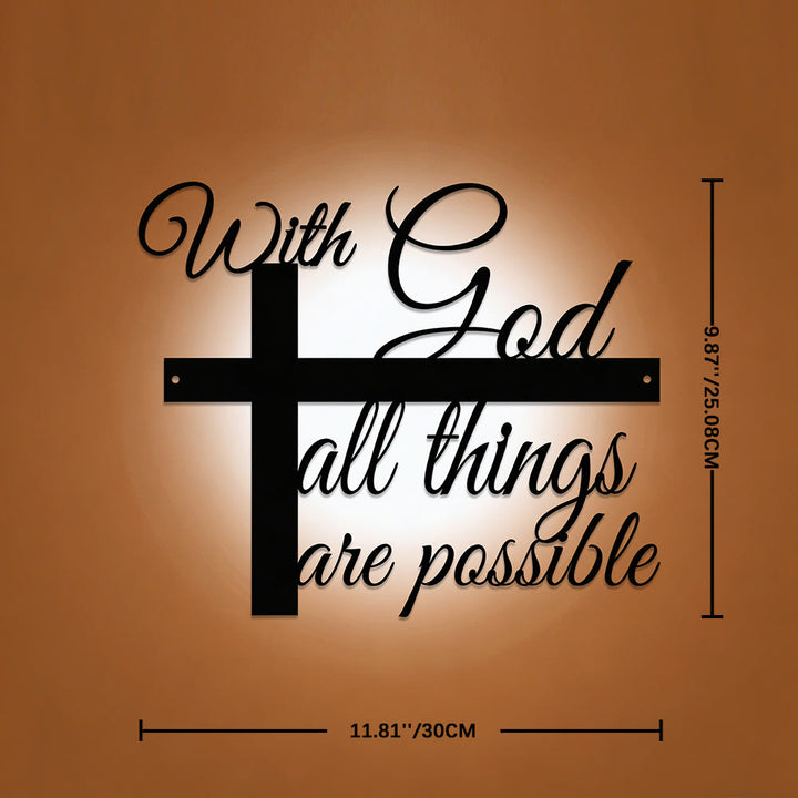 Christianartworkshop With God All Things Are Possible Cross-Integrated Cursive Metal Wall Decor: A Graceful Statement Of Faith - 9.87''*11.81''*0.04"/25.08*30*0.1cm - image 5