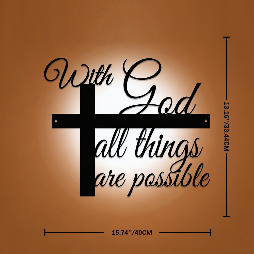 Christianartworkshop With God All Things Are Possible Cross-Integrated Cursive Metal Wall Decor: A Graceful Statement Of Faith - 13.17''*15.75''*0.04"/33.44*40*0.1cm - image 6