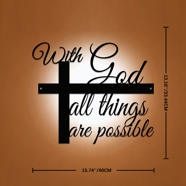 Christianartworkshop With God All Things Are Possible Cross-Integrated Cursive Metal Wall Decor: A Graceful Statement Of Faith - 13.17''*15.75''*0.04"/33.44*40*0.1cm - image 6