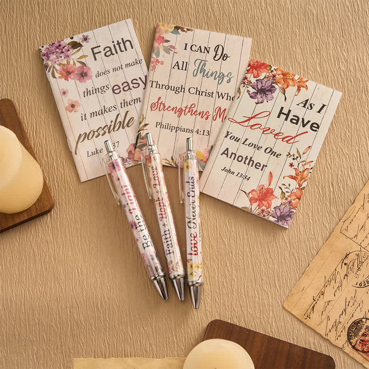 Christianartworkshop Floral Cross Motivational Pens & Bible Verse Notebooks Gift Set - image 9