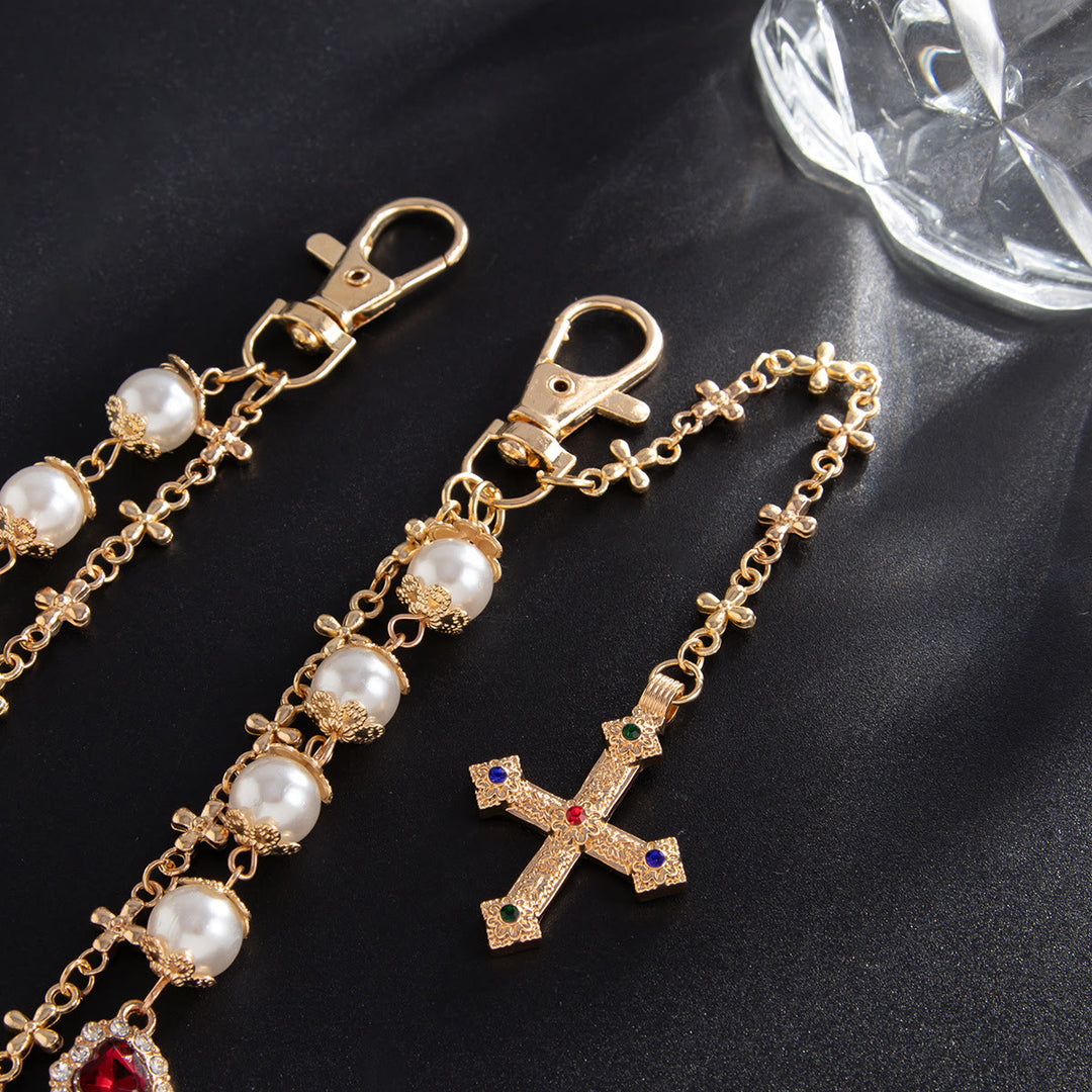 Christianartworkshop Multi-Layer Colored Zircon Accent Cross Pant Chain: A Symbol of Sacred Faith & Street Style - image 8
