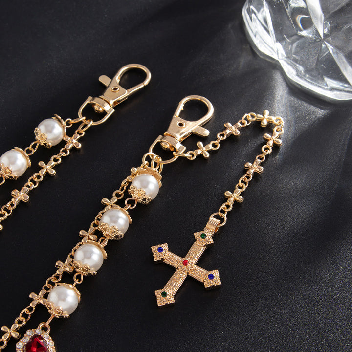 Christianartworkshop Multi-Layer Colored Zircon Accent Cross Pant Chain: A Symbol of Sacred Faith & Street Style - image 8