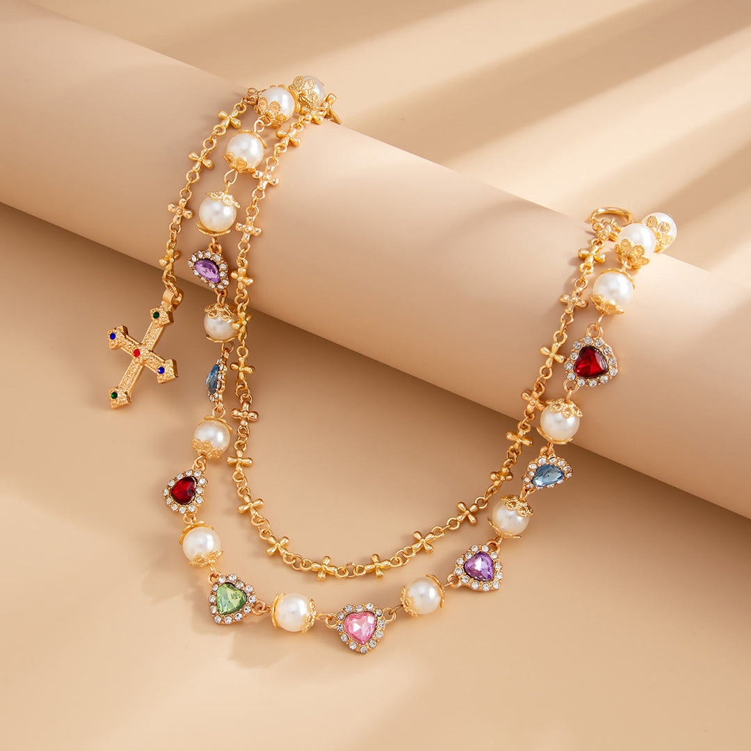Christianartworkshop Multi-Layer Colored Zircon Accent Cross Pant Chain: A Symbol of Sacred Faith & Street Style - image 2